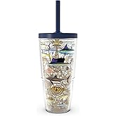 Tervis Guy Harvey - Charts Made in USA Double Walled Insulated Tumbler Travel Cup Keeps Drinks Cold & Hot, 24oz with Straw Lid, Classic