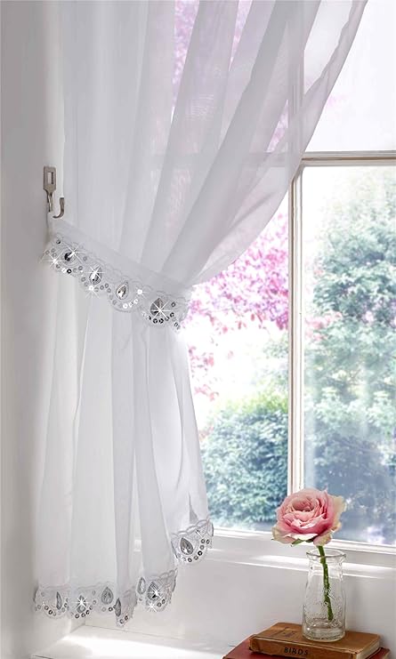 Ideal Textiles Jewelled Crystal Sparkle Voile Curtain Slot Top