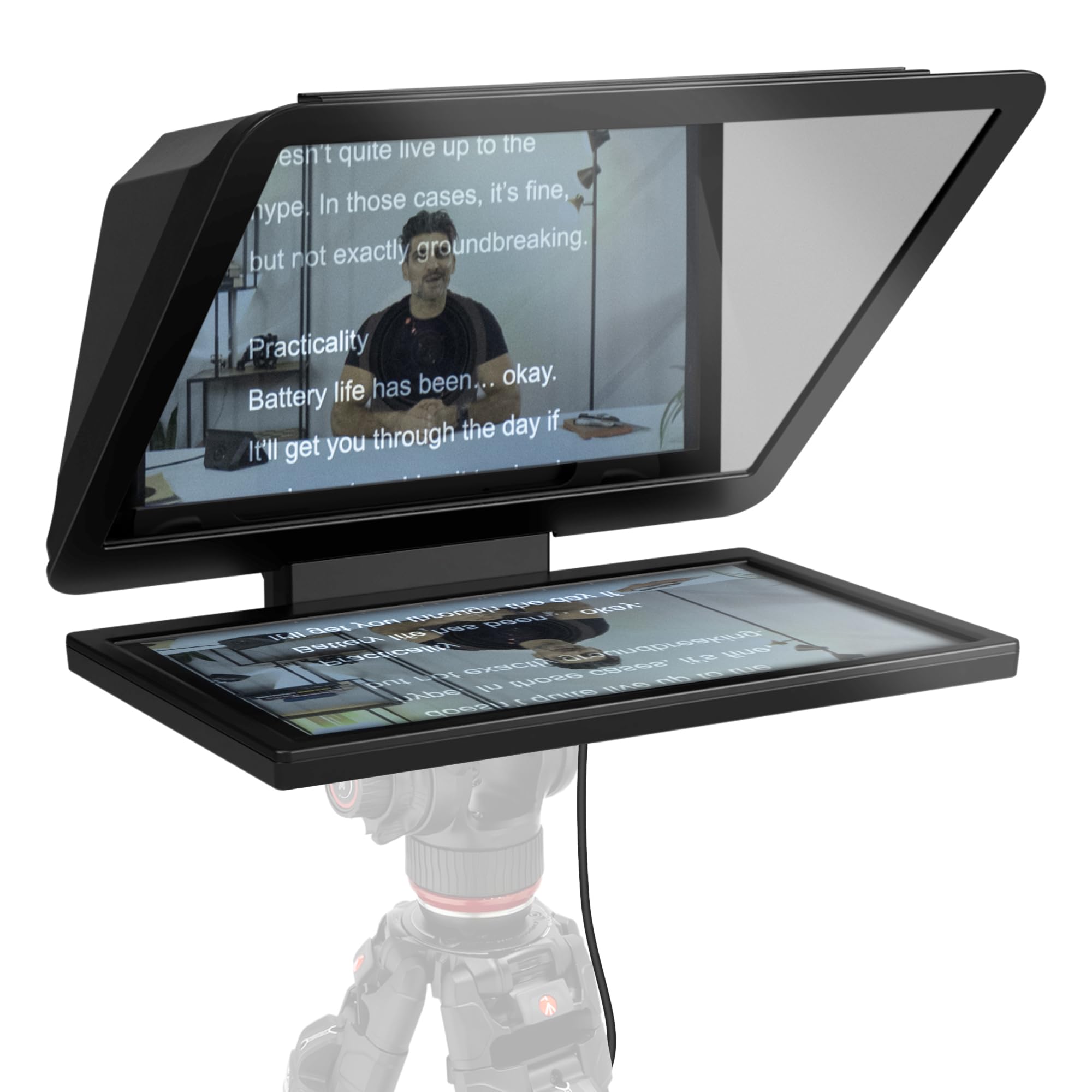 Elgato Prompter XL - Full-Sized Teleprompter with Removable Display, Video Conferencing Monitor, for DSLR Mirrorless & Studio Cameras, Single-Cable Setup - USB-C 3.2 for PC & Mac