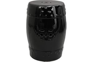 Red Lantern 18" Solid Black Porcelain Garden Stool