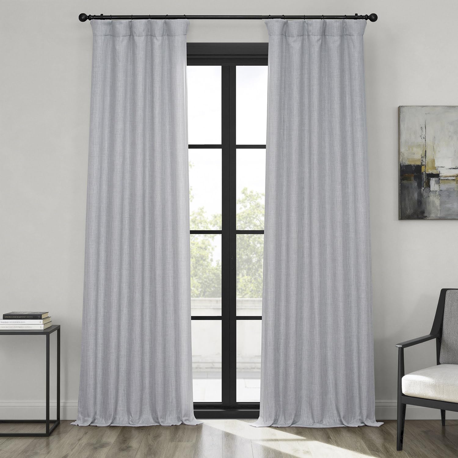 HPD Half Price Drapes Faux Linen Textured Room Darkening Curtains for Bedroom 120 Inches Long (1 Panel), 50W X 120L Curtains for Living Room Home Decor, Heather Grey
