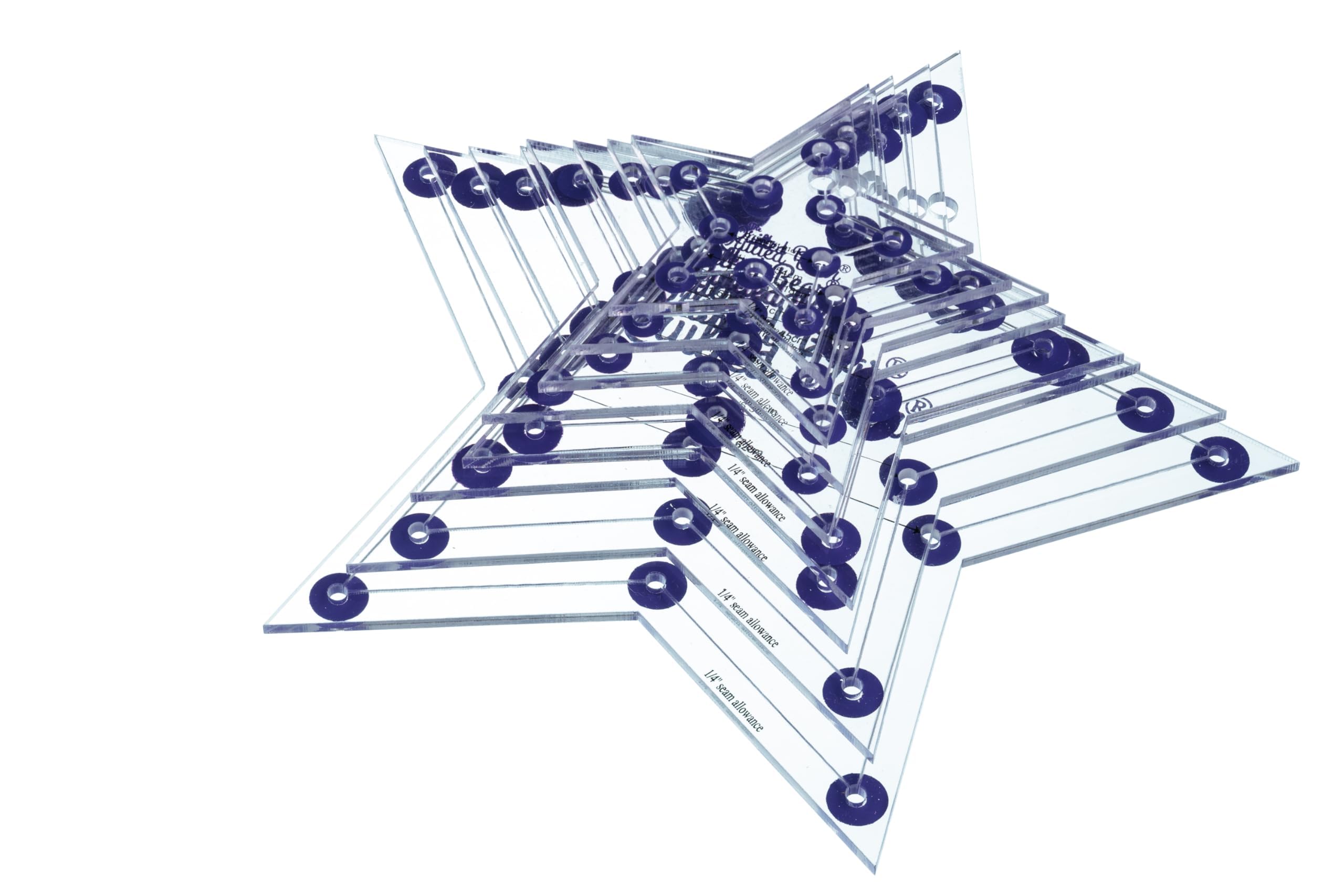 The Quilted Bear Star Quilting Templates - Set of 8 Non-Slip Clear Acrylic Patchwork Quilt Templates, Quilting Accessories for Patchwork, Dressmaking and Sewing (3/4 inch - 3 inches)