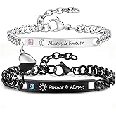 MEALGUET Matching Couple Bracelets for Men Women : His Hers Stainless Steel Cuban Link Chain Bracelets Set for Boyfriend Girlfriend Husband Wife, Romantic Gifts for Valentines Birthday Anniversary