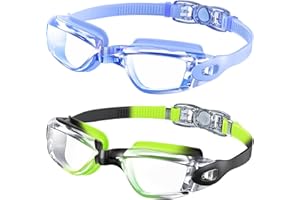 Kids Swim Goggles, Pack of 3 Swimming Goggles for Children Teens, Anti-Fog Anti-UV Youth Swim Glasses for Age 4-16
