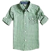 Bienzoe Boys Button Down Shirt: 100% Cotton Long Sleeve - Kids Aged 4-13 - Regular Fit for School Picture Party Day