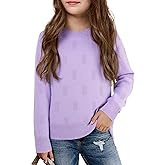 Haloumoning Girls Knit Sweaters Casual Long Sleeve Textured Pullover Tops Kids Loose Fit Comfy Fall Clothes 5-14 Years