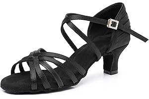 Rosefinch Women's Classic Latin Dance Shoes Professional Dance Shoes Ballroom Party Salsa Fitness Dance Shoes 5/7cm Heel, 34-