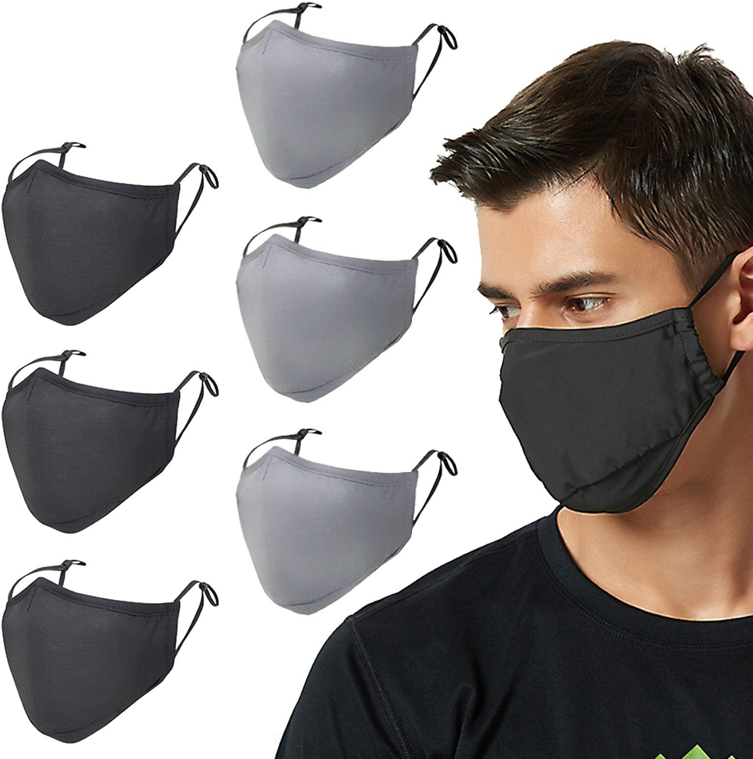 Tarte Face Mask, Unisex Cotton Mouth Mask, Reusable Face Cover Dust Mask, Washable, Adjustable Ear Loop Dust Mouth Cover(6 PACK)