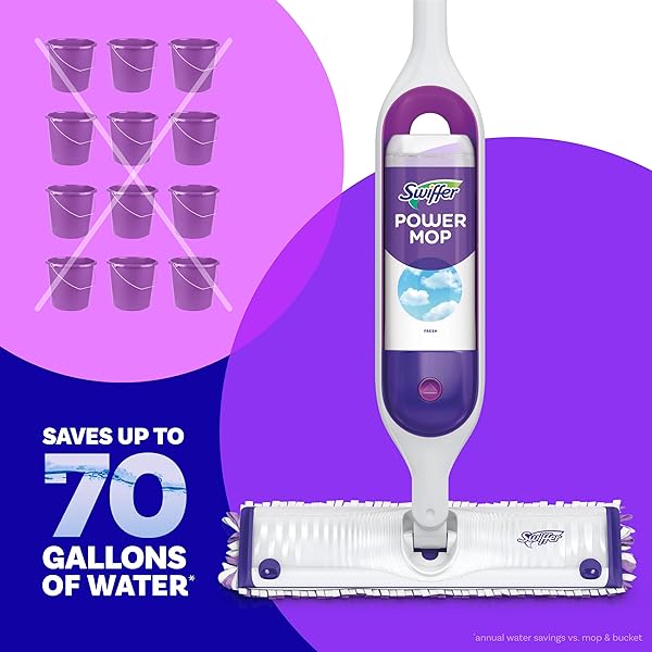 SWIFFER POWERMOP FLOOR CLEANING SOLUTION WITH FRESH SCENT, POWERMOP REFILLS, FLOOR CLEANER FOR MOPPING, 25.3 FL OZ, 2 PACK
