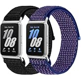 2PCS Nylon Watch Band Compatible with Samsung Galaxy Fit 3, Soft Breathable Adjustable Sport Nylon Loop Replacement Wristbands for Galaxy Fit3 SM-R390 Watch for Women Men