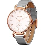 SURVAN WatchDesigner Swiss-Quartz Fashion Wrist Watch for Women Sapphire Mirror 18k Yellow Gold Ion-Plated Stainless Steel Ca