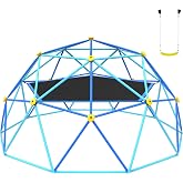 Gardenature 10FT Climbing Dome with Hammock and Swing, Outdoor Jungle Gym for Kids, Geometric Dome Climber Supporting 880 Lbs Anti-Rust Metal Outdoor Play Structure ASTM Approved Blue