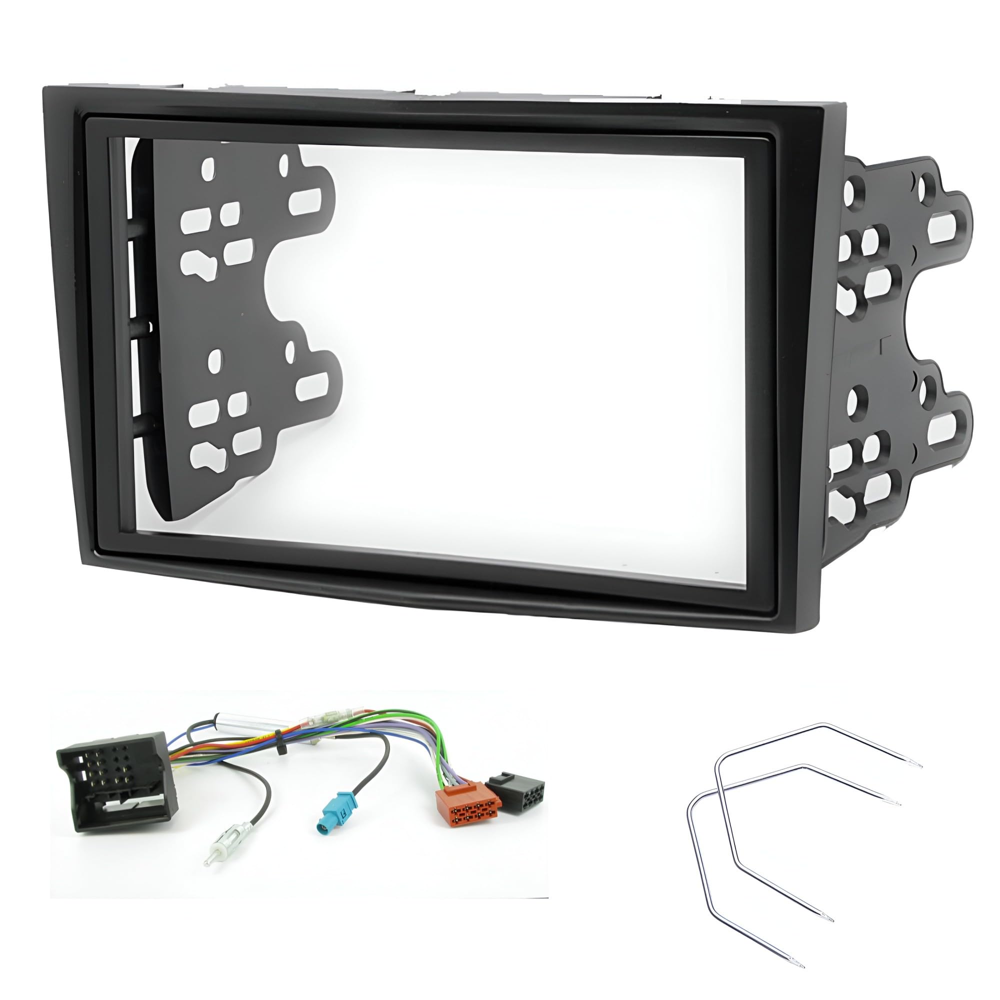 Sound Way Car Radio Mounting Kit, 2 DIN Radio Frame, Antenna Adapter, Removal Keys, ISO Cable Compatible with Opel Astra H, Corsa D, Zafira B