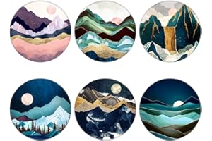 (6 Pack) Cell Phone Grip,Phone Finger Foldable Holder Stand Compatible with iPhone Smartphones - Rose Gold Mountain Sunset