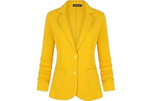 Unifizz Womens Casual Work Office Blazer Pockets Buttons Suit Jacket 3/4 Sleeve