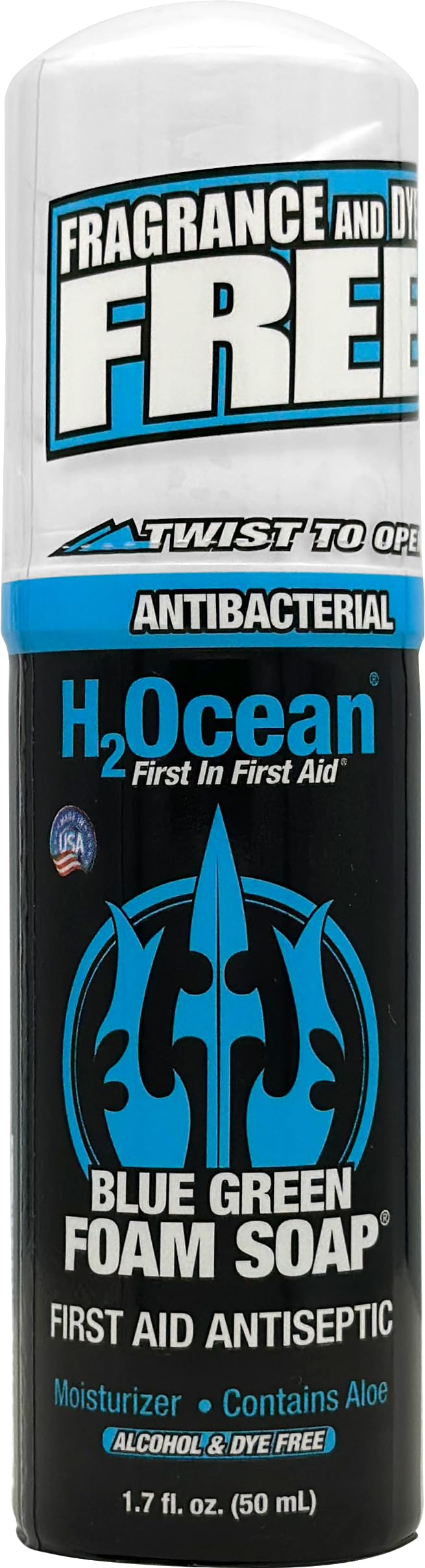 H2Ocean Blue Green Foam Soap - Foam Antibacterial Aftercare - Tattoo Care with Aloe Vera - Travel-Size Tattoo Moisturizer Soap - 1.7 oz