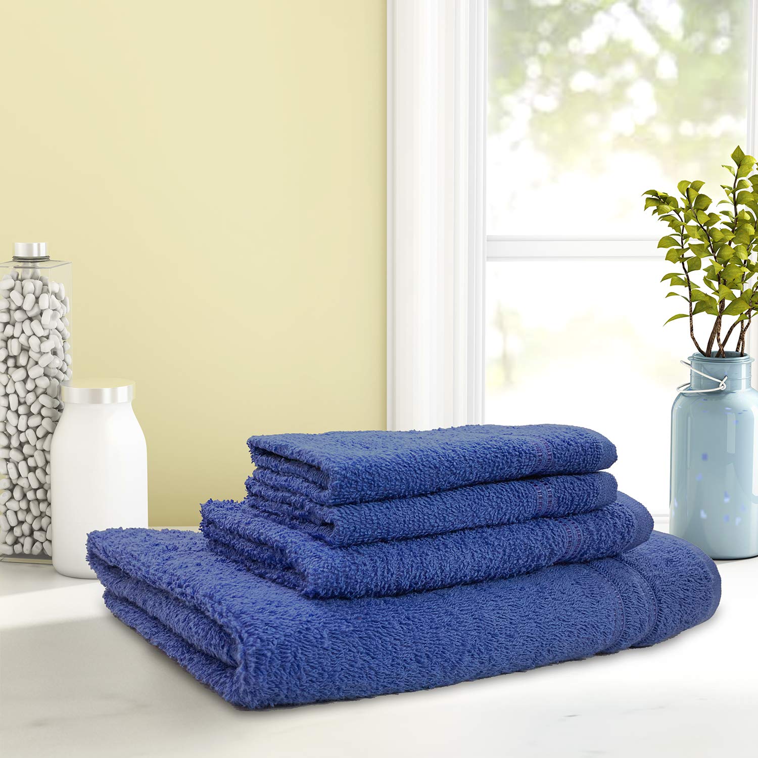 Spaces Celebrations Navy Blue 1 Bath Towel, 1 Hand Towel, 2 Face Towel