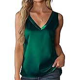 Mawor Satin Tank Tops for Women Casual V Neck Silk Basic Cami Camisoles