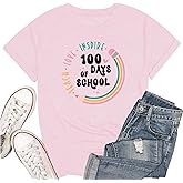 100th Day of School Shirt for Women Teacher Graphic T-Shirt Funny Teach Short Sleeve Tee Tops