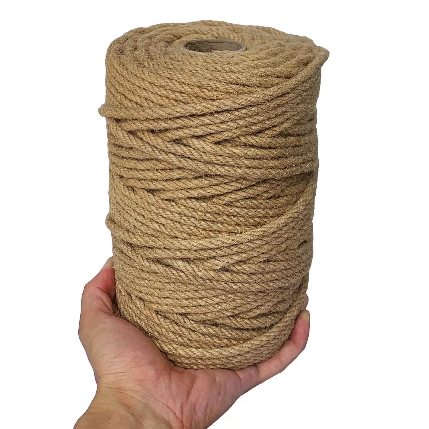 ILIKEEC 328 Feet Jute Rope, 6mm 4-Ply Natural Thick Jute Twine String for Floristry, DIY Arts Crafts, Gardening Bundling and Cat Scratch Post (Brown)
