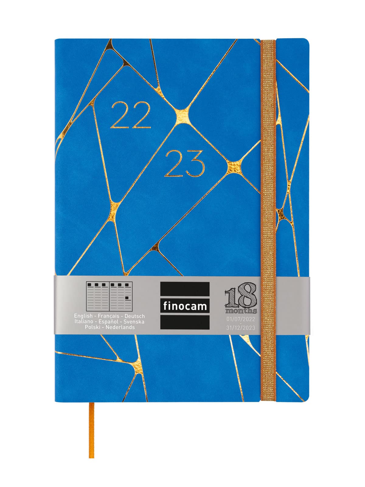 Finocam - Mara 2022 2023 Diary 18 Months Week to View Vertical July 2022 to December 2023 (18 Months) Geometric International, DIN A5 (Y10-140 x 204 mm)