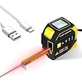 4-in-1 Digital Laser Tape Measure, 16FT Measuring Tape, 328ft Laser Distance Meter, Cross-Line Laser Ruler, Rechargeable, 3000 Uses/Charge, for DIY & Construction