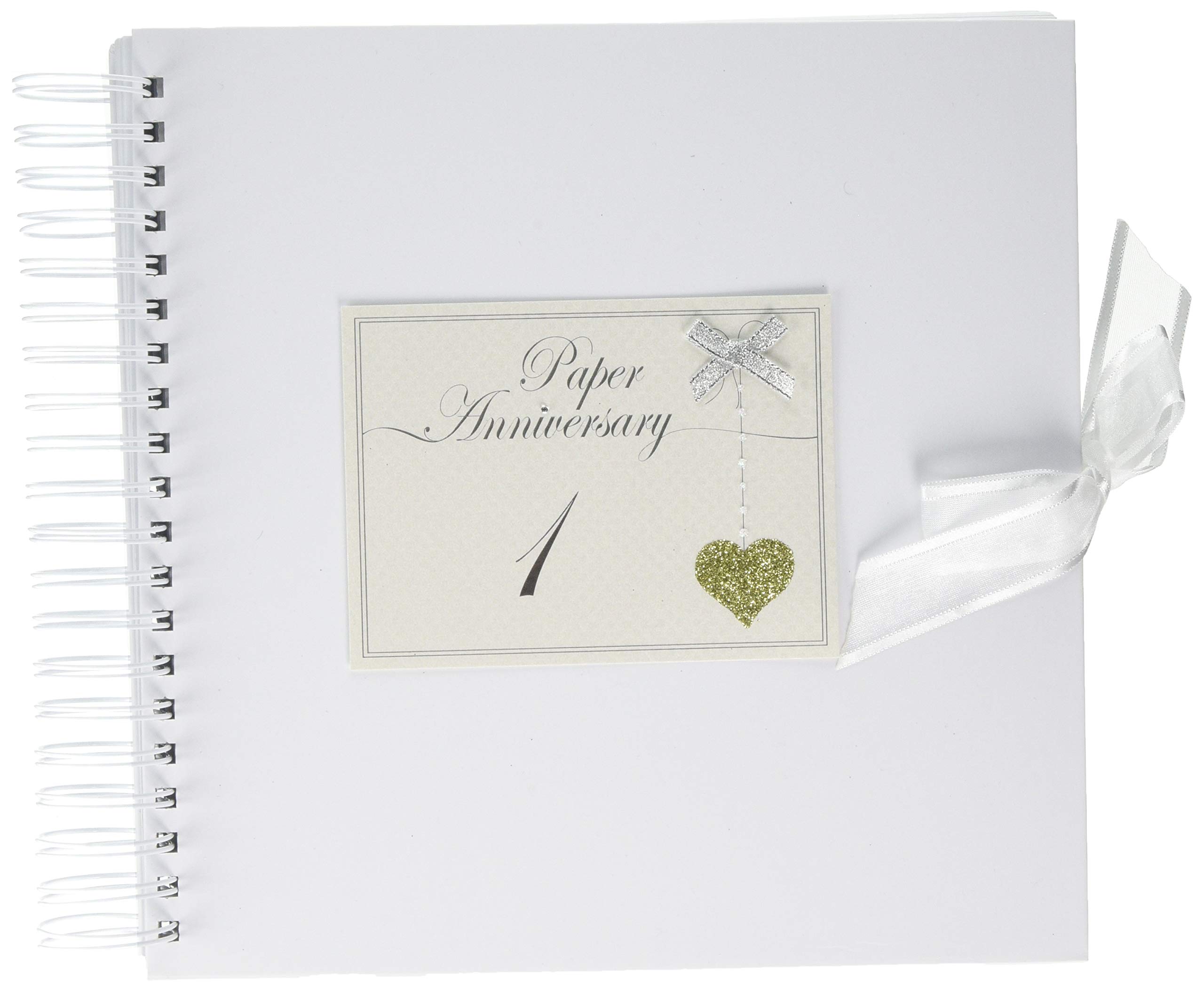 White Cotton Cards 1st Anniversary Sparkling Love Heart, Card & Memory Book (LLA1C)
