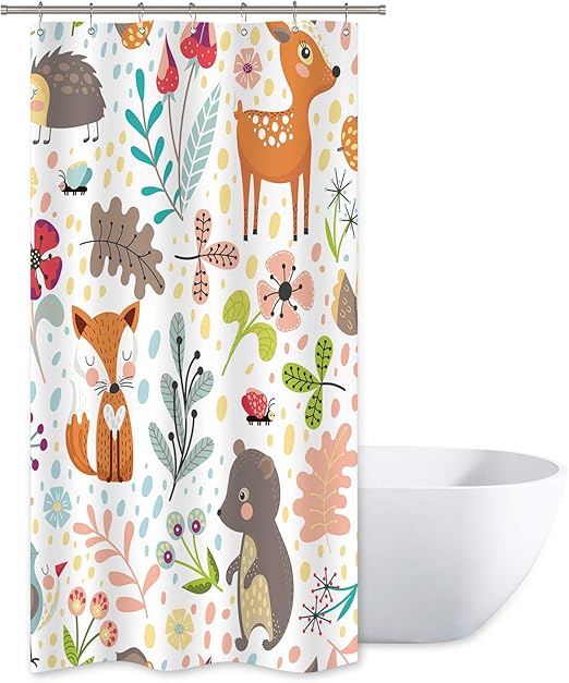 Amazon Com Riyidecor Children S Woodland Shower Curtain Forest