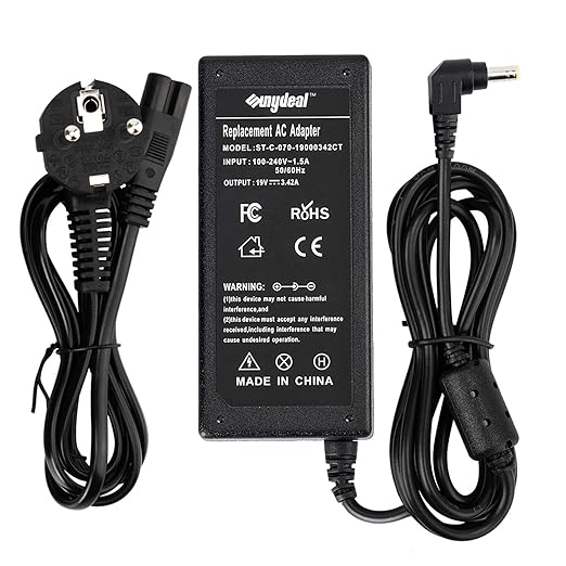 SUNYDEAL Notebook Laptop Ladegerät Ladekabel AC Netzteil Adapter für ASUS, Toshiba, Lenovo, Medion, Dell, Output: 19V 3,42A 6