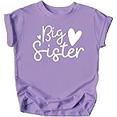 Olive Loves Apple Cursive Big Sister Hearts Sibling Reveal T-Shirt for Baby and Toddler Girls Sibling Outfits
