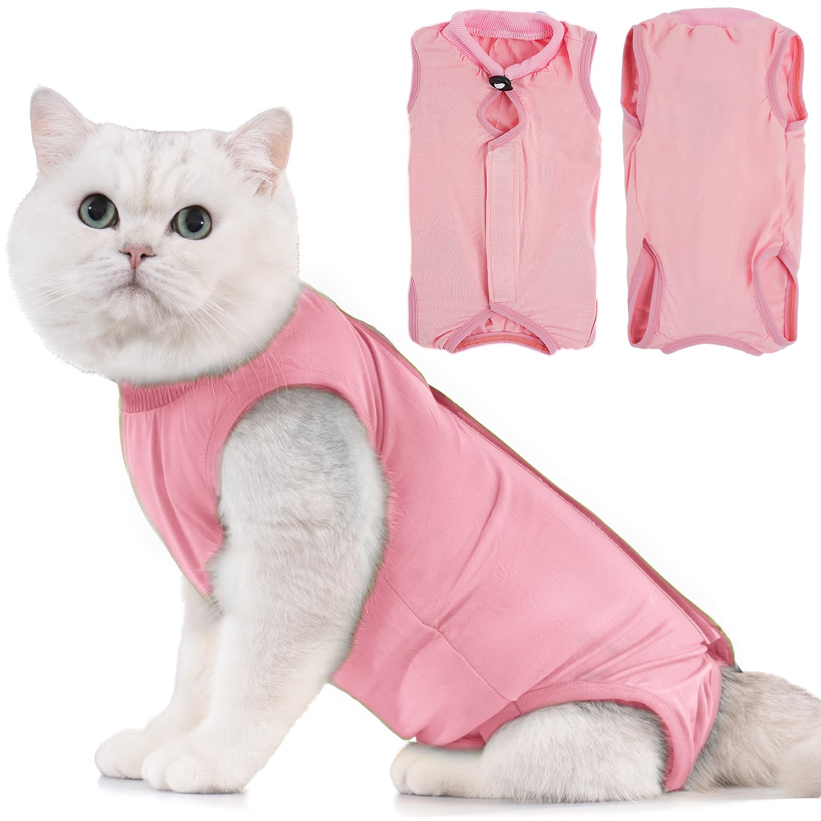 Avont Cat Recovery Suit Post Surgery, Elizabethan Collar & Cone Alternative, Kitten Onesie Pet Surgical Spay Shirt for Abdominal Wounds or Skin Diseases -Pink(S) — image 1