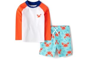 The Children's Place Baby-Boys and Toddler Long Sleeve Rashguard and Swim Trunks, 2 Piece Set