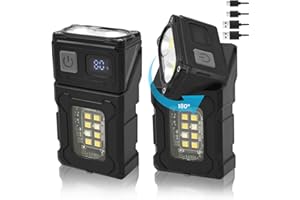 2Pack Swivel LED Flashlight, Clip On Flashlight Rechargeable, Small EDC Flashlight Clip On with Back Clips, Hat Clip Flashlig