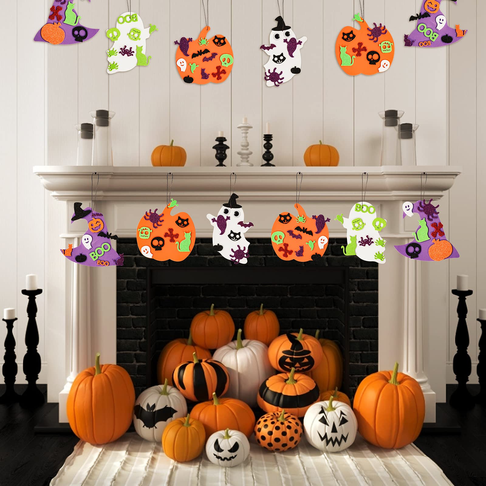 Max Fun 302PCS Halloween Crafts for Kids, Halloween Activities Foam Pumpkins for Crafts Stickers Gift Kits, DIY Art and Craft Set for Holiday Classroom Decorations Party Favors Supplies