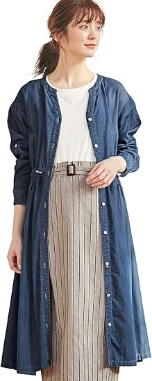 Amazon Co Jp Angeliebe エンジェリーベ マタニティ 授乳しやすい デニム ワンピース 産前産後 授乳服 長袖 前開き ロング丈 M ブルー ファッション