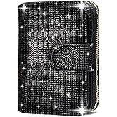 ERWUBA Small Wallet Women Bling Rhinestone RFID Blocking Bifold Compact Card Holder Wallet for Women with Zipper Credit Card holder (Black Diamond)