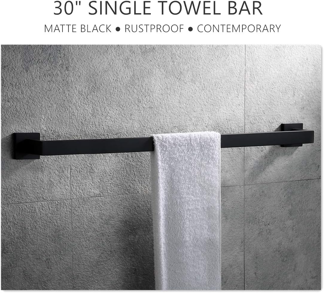 VELIMAX Premium Stainless Steel Towel Bar Black Towel Rack Wall Mounted Towel Rail Towel Rod for Bathroom, Matte Black, 30-Inch: Home & Kitchen