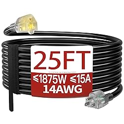 25 FT 14/3 Extension Cord Outdoor, Heavy Duty