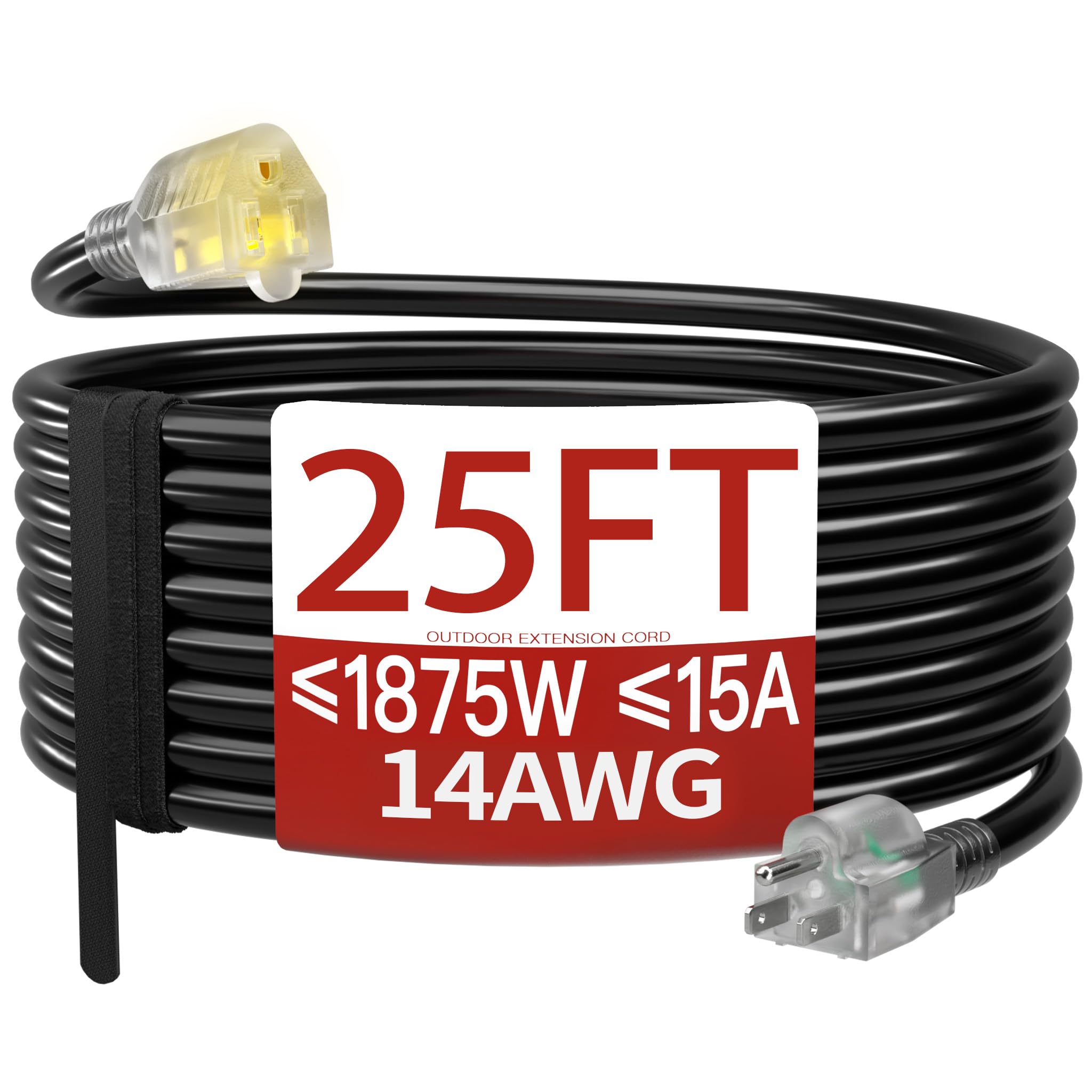 25 FT 14/3 Extension Cord Outdoor, Heavy Duty