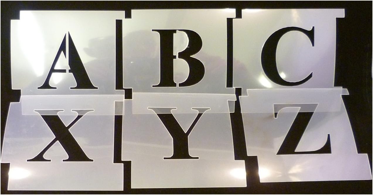 35mm Professional Interlocking Stencil Kit. Times New Roman, Upper Case. Made from 125micron Mylar Polyester. Alphabet-Schablone. Alphabet-Vorlage