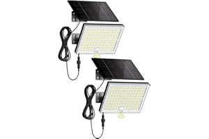 JACKYLED Motion Sensor Solar Lights Outdoor with 113 Bright LEDs, Dusk to Dawn Outside Flood Lights with 16ft Cable, Waterpro