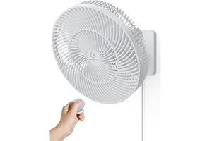 SHINEBELLA 12" Wall-Mounted Oscillating Fan with Remote - 4 Quiet Speeds, 90° Rotation, Timer for Bedroom, RV, Bathroom,Includes Adapter & 8.2ft Cord, Easy to Clean, Adjustable Tilt, Home Cooling, Maximize Space