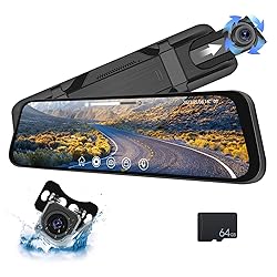 CAMECHO 9.66" Mirror Dash Cam Rear View Mirror