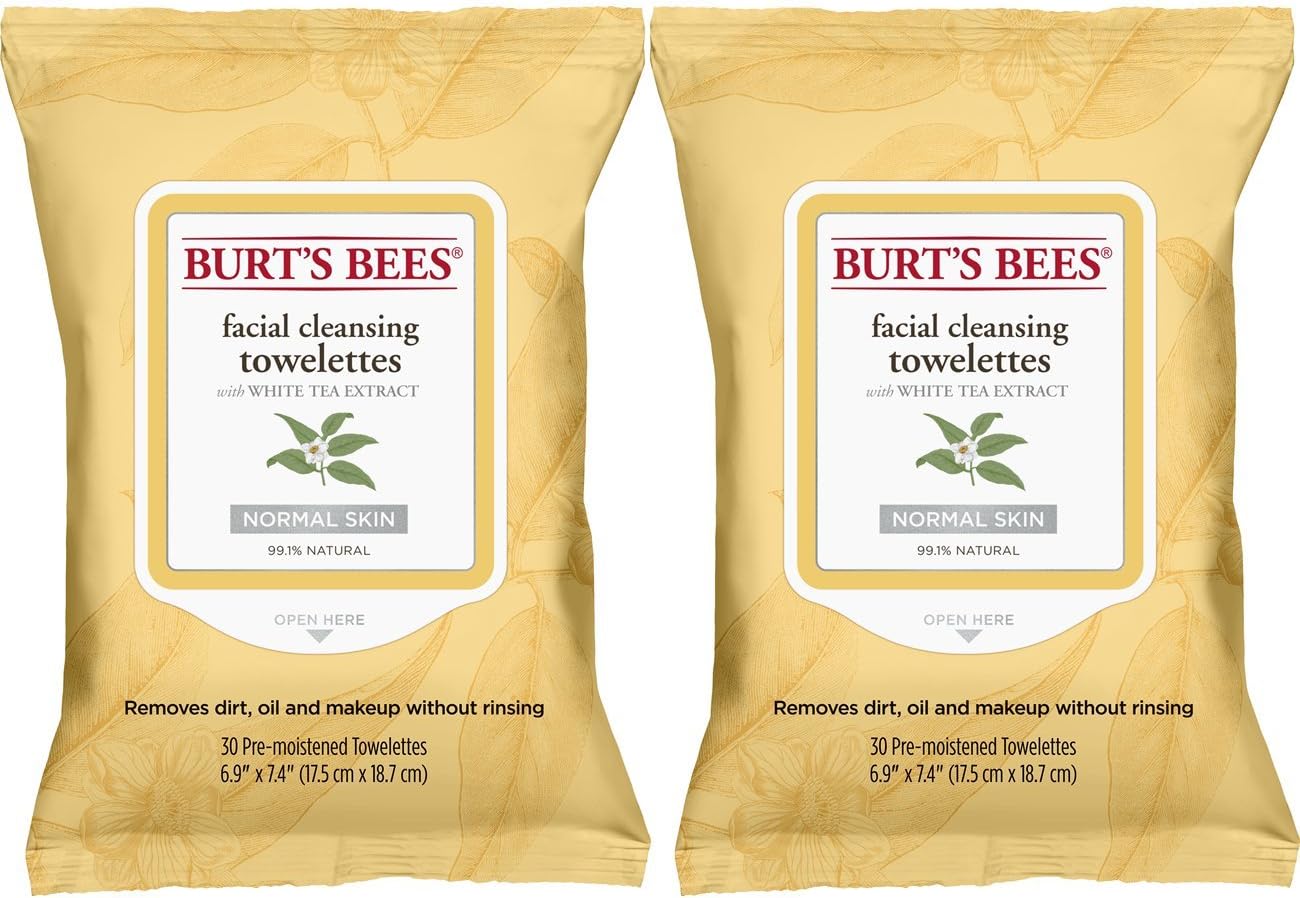 Burt's Bees Facial Cleansing Towelettes for Normal Skin with White Tea Extract, 60 Count: Beauty