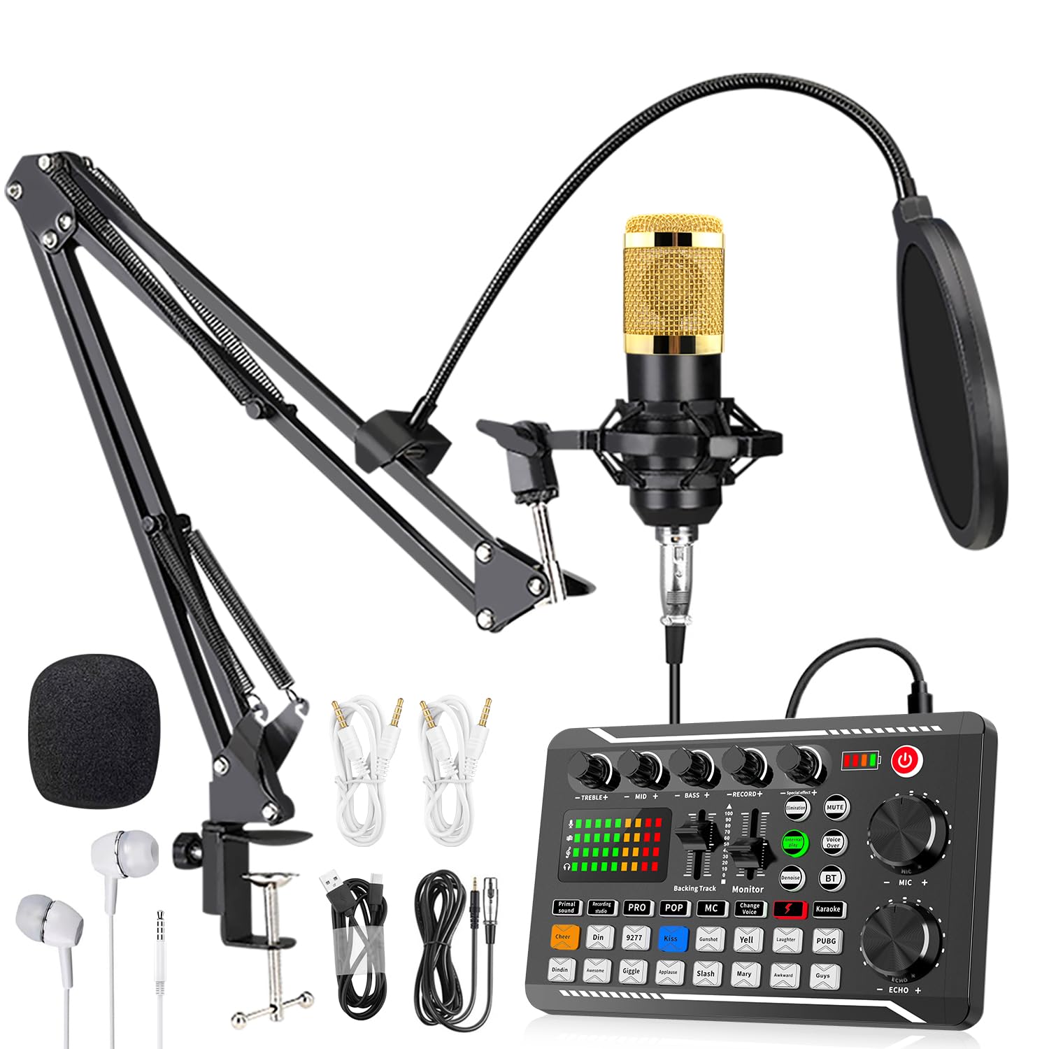 Photo 1 of SIBORIE F998 Podcast Equipment Bundle for Tiktok and YouTube Vlog,Sound Board with Audio Interface,Condenser Karaoke Microphone,Streaming Podcast Starter Kit DJ Audio Mixer (F998+BM800 MIC)