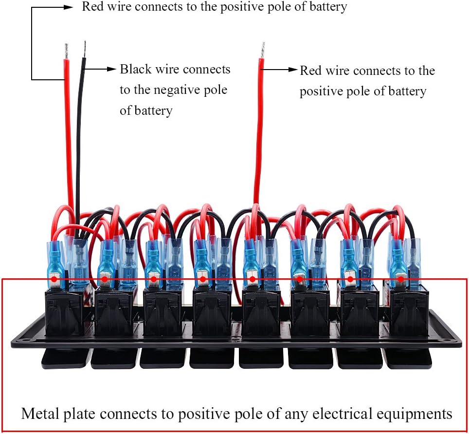 WUPP Boat Rocker Switch Panel Waterproof 8 Gang 3PIN & Circuit Breaker Overload Protection LED Switch Panel DC12/24V ON-Off Aluminium Switches for Marine RV Car Truck Trailer, Christmas Gift Idea: Industrial & Scientific