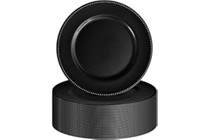 36 Pcs Black Charger Plates Round Charger Plates13 Inch Bulk Wedding Dinner Elegant Reusable Plastic Chargers Plates Wedding 