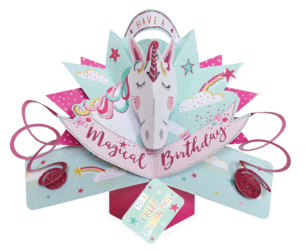 Great Granddaughter Magical Unicorn Birthday Pop Up Greeting Card 3D Pop-Up Cards POP207MC14