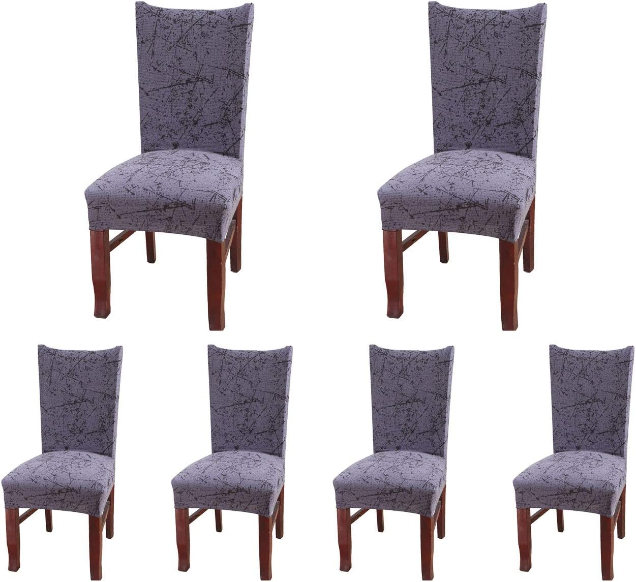 SoulFeel Set of 6 Dining Chair Covers, Stretch Spandex Dining Room Protector Slipcovers (Gray-Blue)