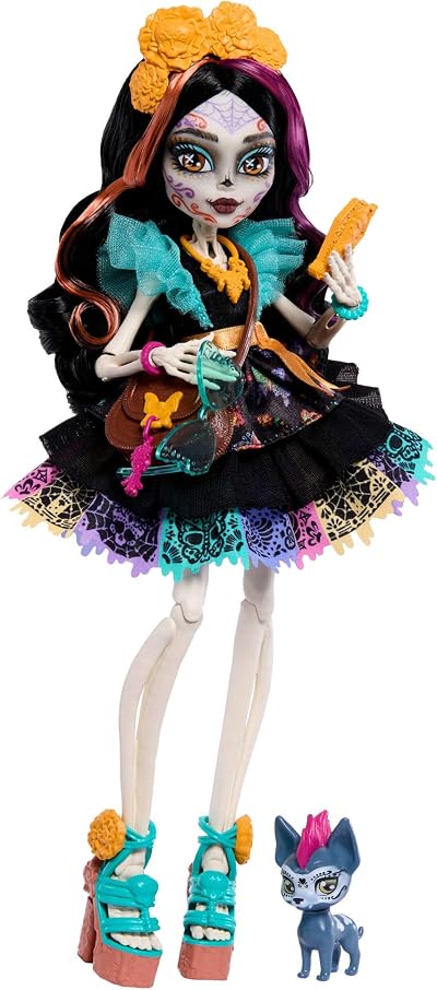 Monster High Skelita Calaveras Doll with Pet Candelita and Accessories